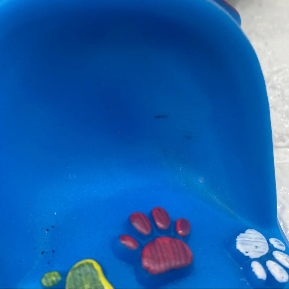 Paw‎ Shoe Squeaky Dog Toy By Viva.Z Blue Rubber Design With Bone & Paw Motifs